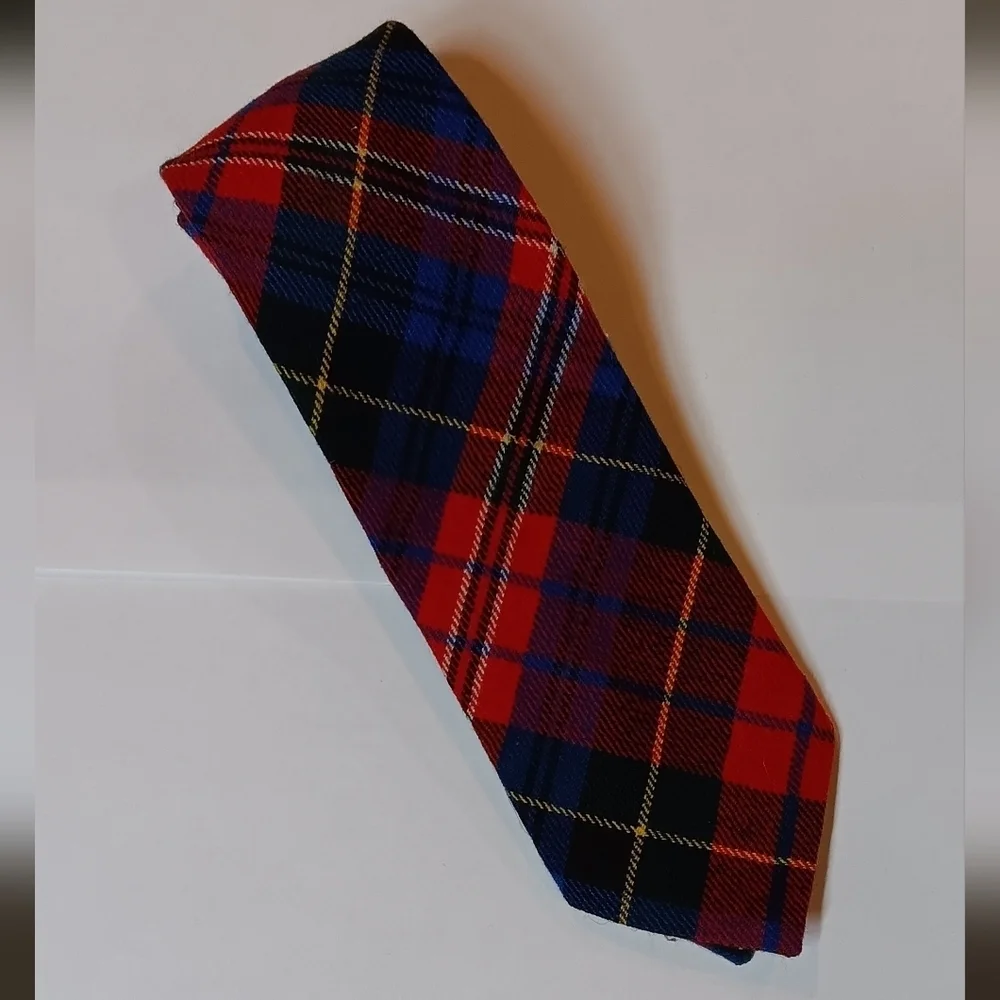 Meigel Wool Tie Made In Scotland Red, Blue, Yellow Plaid